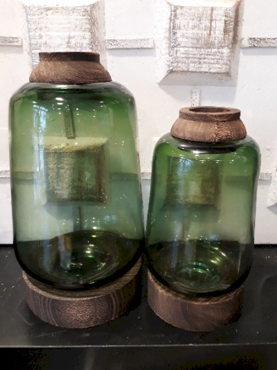 Jarrón cristal madera pequeño