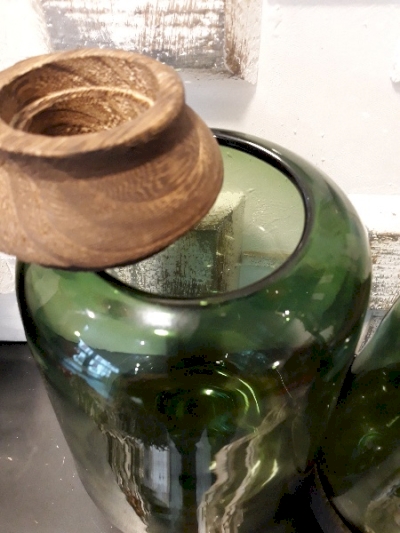 Jarrón cristal madera pequeño