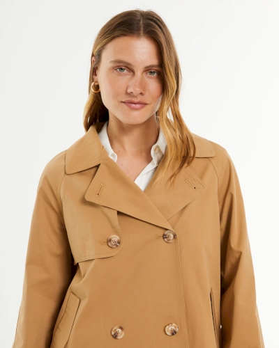 Gabardina corta camel