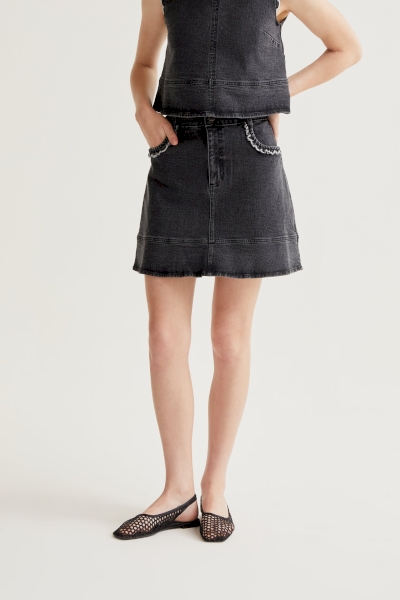 Falda jeans negra